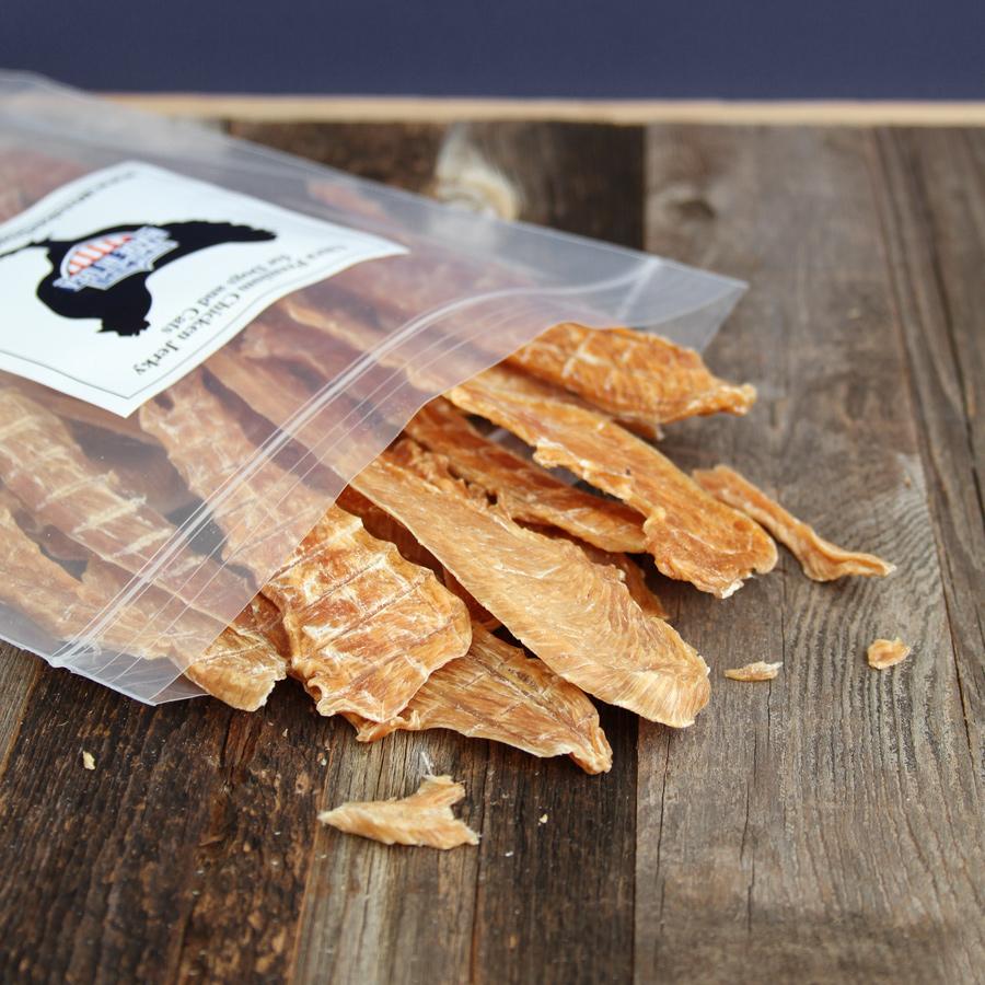 Chicken Jerky 1/2 lb 100% USA Made Jerky Whiskerbiscuits 8 oz. (1/2 lb.) Bag $19.95
