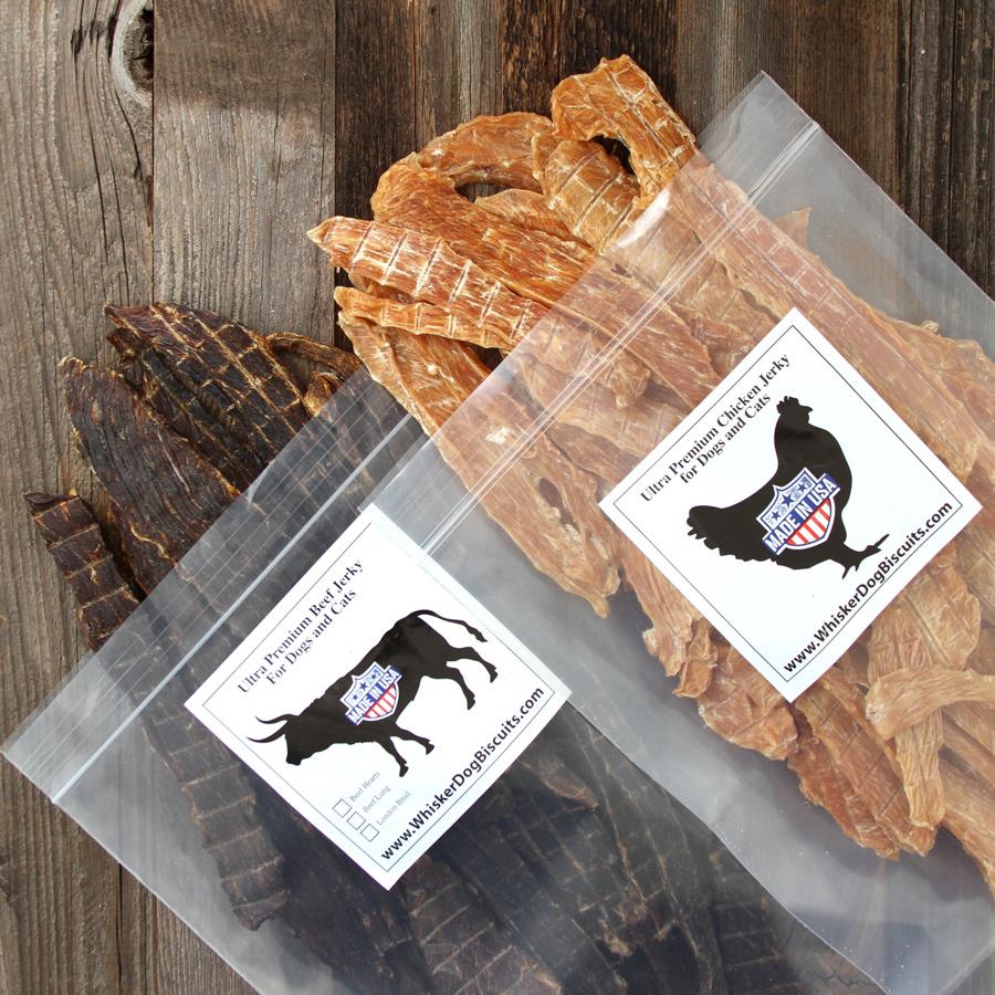 VIP USA Chicken and beef jerky combo Whiskerbiscuits 1/2 lb Chicken and 1/2 lb Beef $39.95 