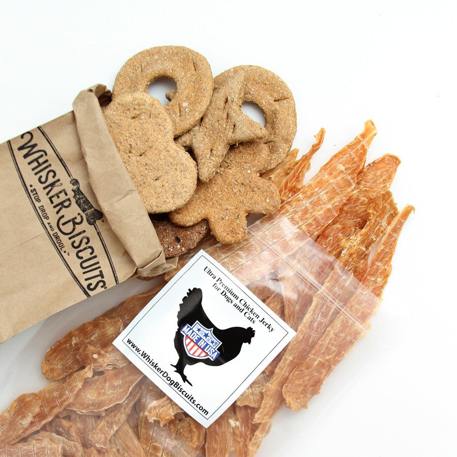 1 LB Chicken Jerky and 18 Assorted Biscuits (Ships for Free!) Combos Whiskerbiscuits 